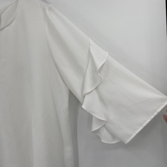 Alfani Women's Size XL White Chiffon Zip-Back Ruffled Sleeve Blouse - Picture 4 of 10